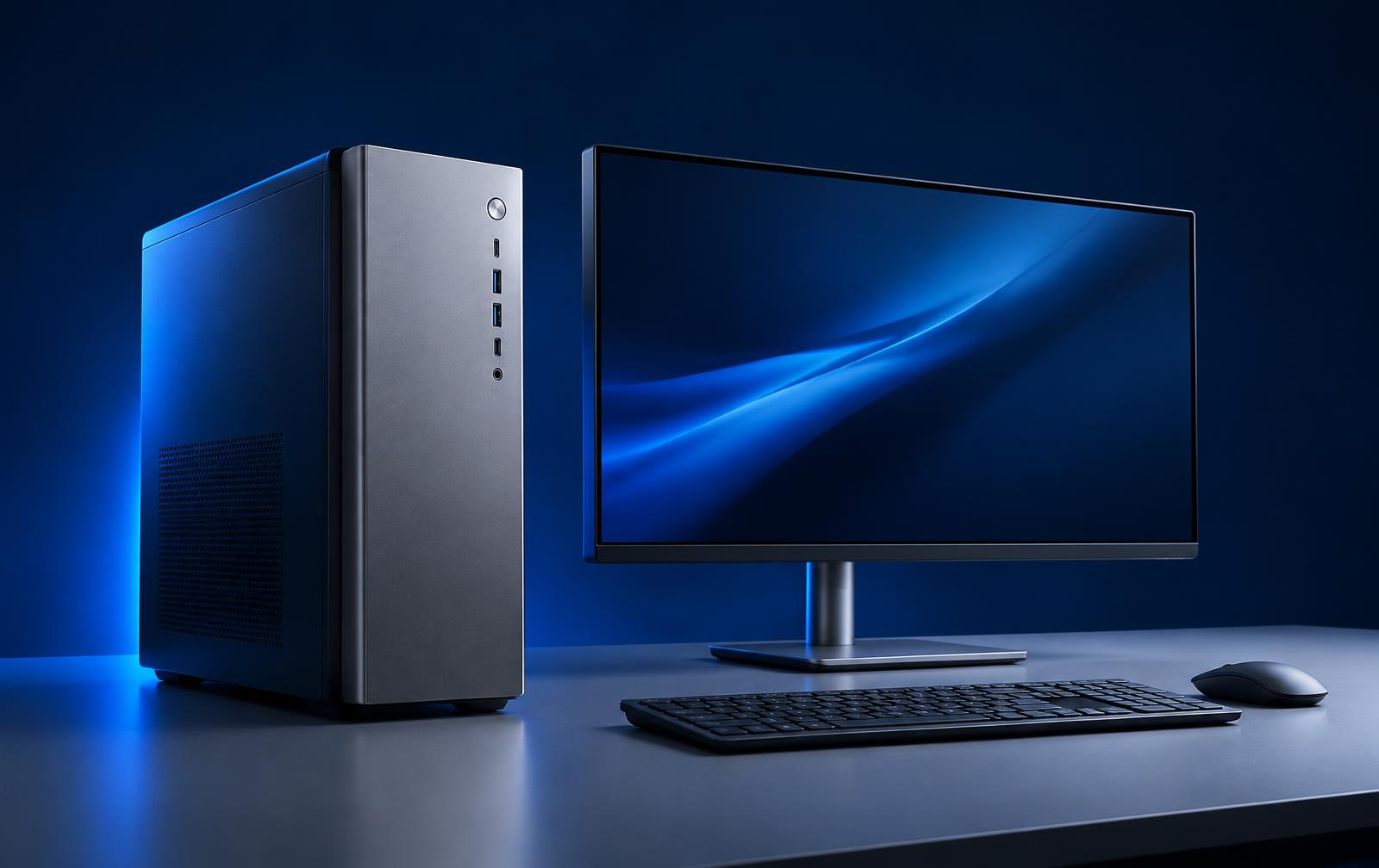 Business desktop computer and monitor